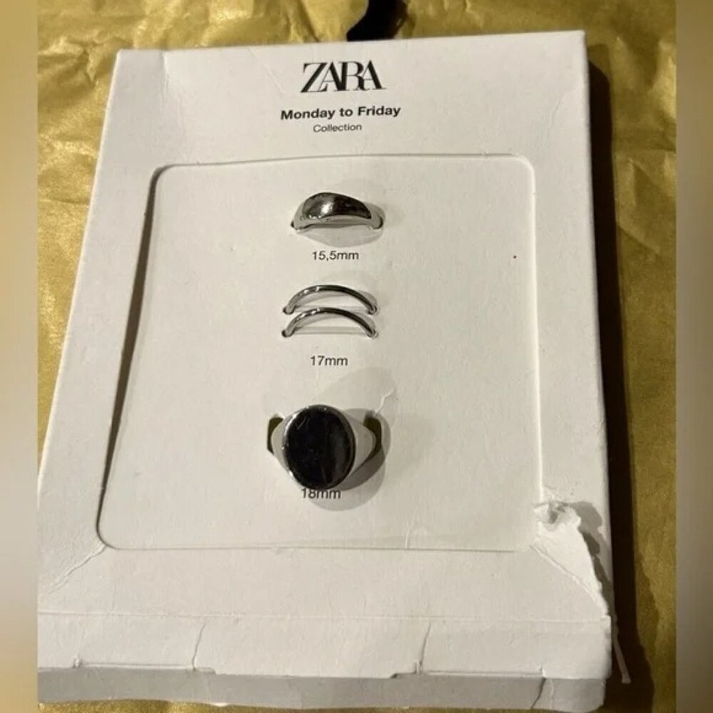 Nwt- Zara Monday To Friday Collection Stackable Rings Silver Tone